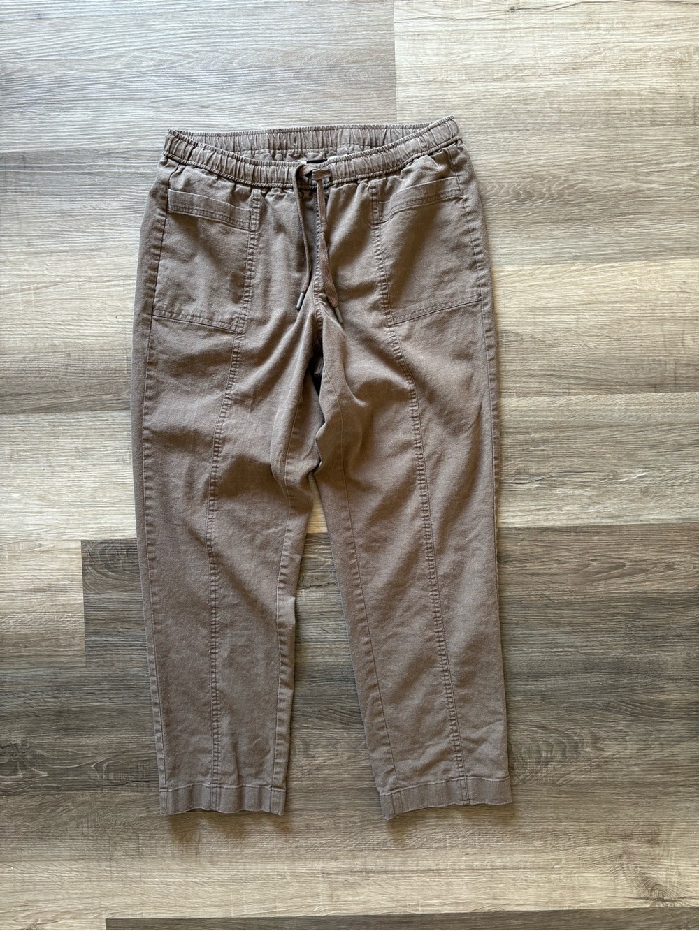Orvis Linen Blend Elastic Waist Drawstring Pants Taupe M